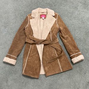 Xhilaration Y2K genuine suede leather Sherpa lined Jacket coat